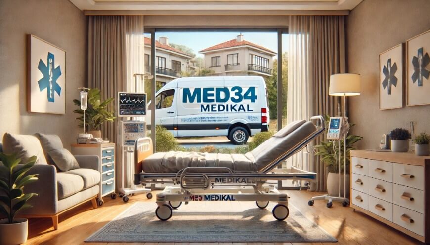 İzmir’de ev ortamında profesyonel hasta yatağı kurulumu – Med34 Medikal temalı görsel