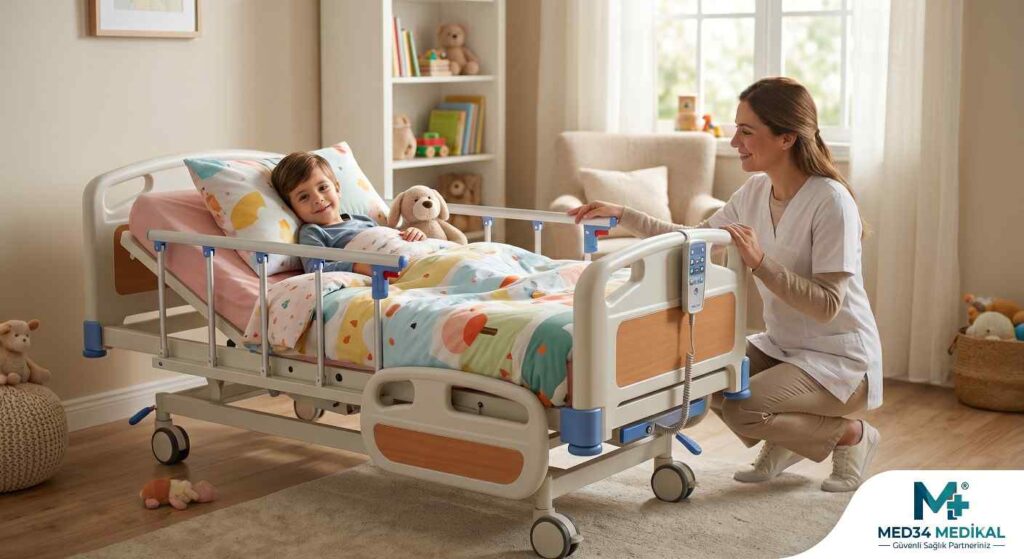 Çocuklara özel hasta yatağı